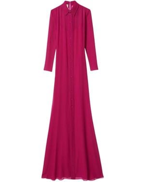 Gucci Fuchsia Silk Maxi Shirt Dress - Purple