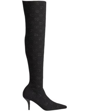 Gucci Demi Shimmer GG Over-the-knee Boots - Black