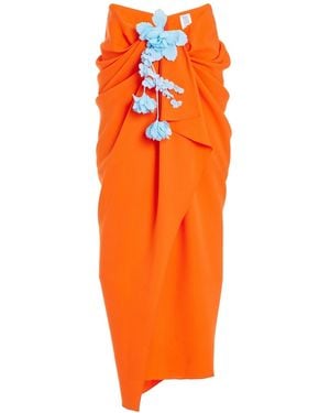 Rosie Assoulin Sarong Double Faced Georgette Silk Skirt - Orange