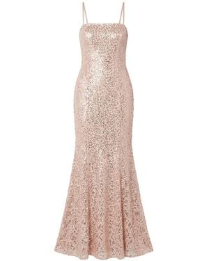 BCBGMAXAZRIA Strapless Chiffon Sequined Cutout Evening Dress - Natural