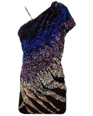 PUCCI Multi Color Silk One Shoulder Dress - Blue
