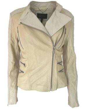 BCBGMAXAZRIA Biker Two Tone Leather Jacket - Natural