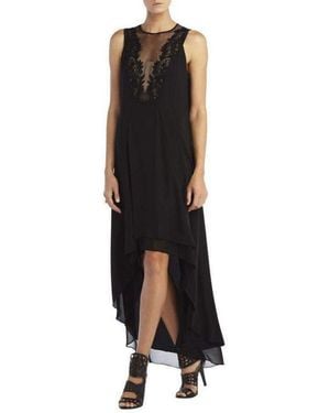 BCBGMAXAZRIA Cassidy Sleeveless Embroidered Lace Yoke Dress - Black
