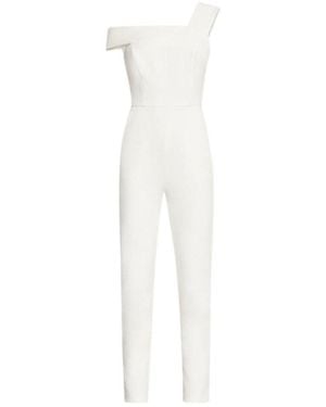 BCBGMAXAZRIA White Haida One-shoulder Jumpsuit