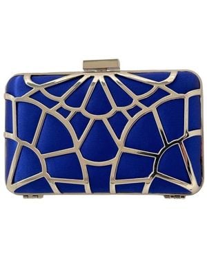 BCBGMAXAZRIA Cobalt Blue Satin Cage Box Clutch