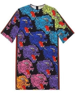 Gucci Tiger Face Tunic Dress - Purple