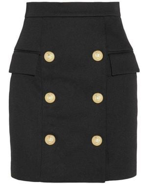 Balmain Buttoned Mini Skirt - Black