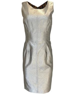 Dolce & Gabbana Silver Silk Midi Dress - Metallic