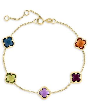 Effy Multi Gemstone Clover Link Bracelet In 14k Gold - Multicolour
