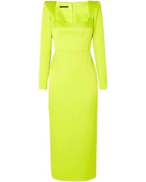 Alex Perry Manor Strong-shoulder Midi Dress - Yellow
