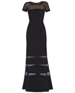 Hervé Léger Gweneth Multi Stitch Crochet Detail Gown - Black