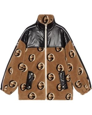 Gucci GG Wool Fleece Jacquard Zip Jacket - Brown