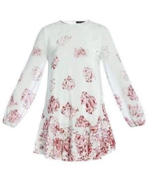 BCBGMAXAZRIA Bailee Long Sleeve Flounce Hem Dress - Blue