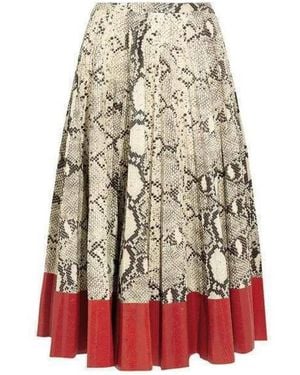 Gucci Pleated Snake-effect Leather Skirt - Grey