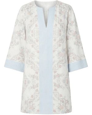 BCBGMAXAZRIA Contrast Trim Floral Print Tunic Dress - White