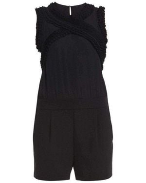 BCBGMAXAZRIA Lexxi Sleeveless Ruffle-trim Romper - Black