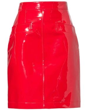 Gucci Red Vinyl Mid Waist Midi Skirt