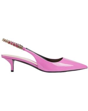 Gucci Signoria Patent Leather Slingback Pumps - Pink