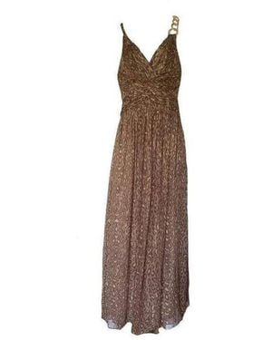 BCBGMAXAZRIA Leopard Print Silk Gown Dress - Brown