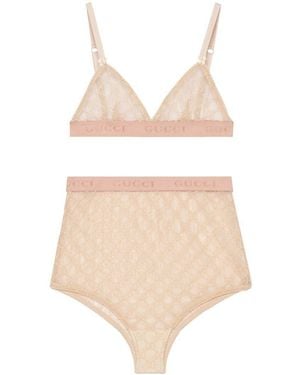 Gucci High Waist GG Tulle Lingerie Set - Natural