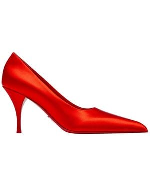 Prada Satin Pointed-toe Heels 85 - Red