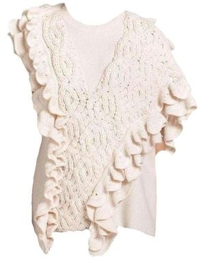 3.1 Phillip Lim Wool Crochet Ruffle Sleeveless Knit Sweater Vest - Multicolor