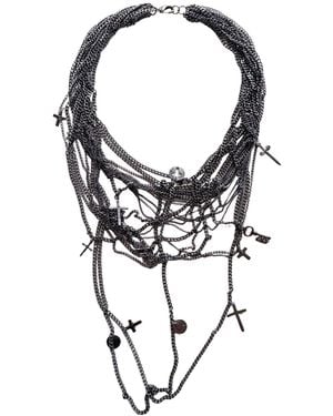 BCBGMAXAZRIA Layered Charm Chain Statement Necklace - Black