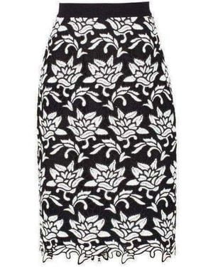 BCBGMAXAZRIA Floral Hem Pencil Skirt - Black
