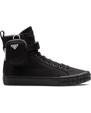Prada Re-nylon Pouch Detail High-top Trainers - Black