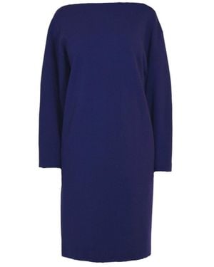 Alaïa Wool Midi Dolman Long Sleeve Dress - Blue