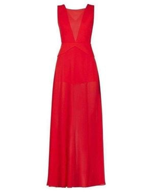 BCBGMAXAZRIA Halee Deep V-neck Chiffon Skirt Romper - Red