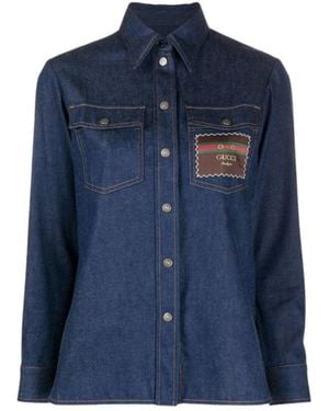 Gucci Logo-patch Denim Shirt - Blue