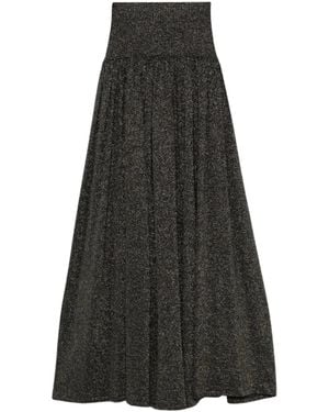 Zimmermann Crush Metallic Flare Midi Skirt - Black