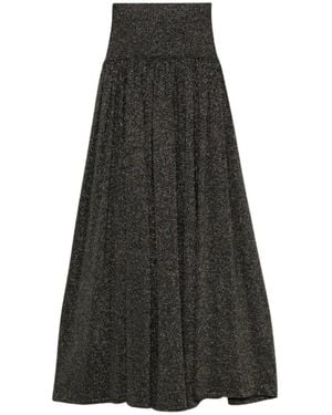 Zimmermann Crush Metallic Flare Midi Skirt - Black