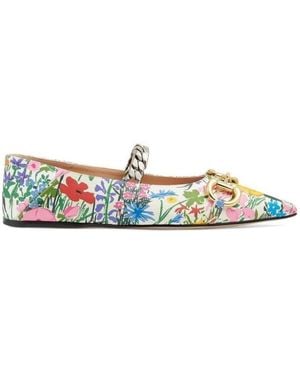 Gucci Ken Scott Floral Ballerina Shoes - Blue
