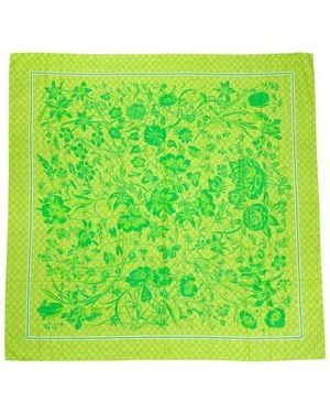 Gucci GG Supreme Floral Print Silk Scarf - Green