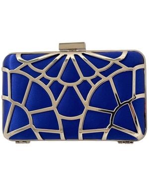 BCBGMAXAZRIA Cobalt Blue Satin Cage Box Clutch