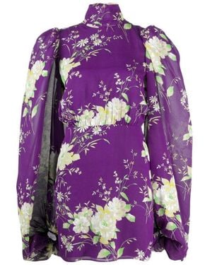 The Attico Gobi Floral-print Silk Mini Dress - Purple