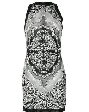 Balmain Jacquard Lace Print Mini Dress - Black