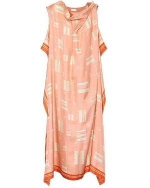 Dries Van Noten Geometric Silk Overlay Dress - Orange