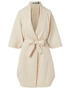 Issey Miyake Sashiko Wrap Cotton Blend Jacket - Natural