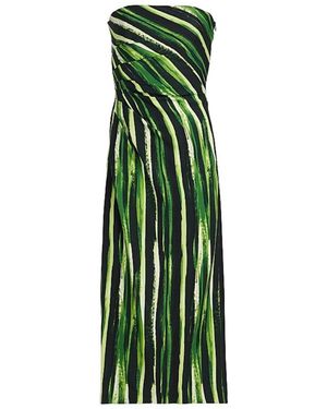 Proenza Schouler Painted Stripe Strapless Midi Dress - Green
