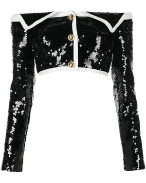 Giambattista Valli Sequin Bustier Jacket - Black