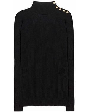 Balmain Embellished Wool Turtleneck Sweater - Black