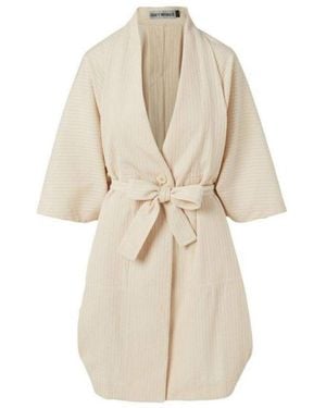 Issey Miyake Sashiko Wrap Cotton Blend Jacket - Natural