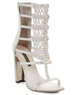BCBGMAXAZRIA Leather Macrame Day Sandal - White