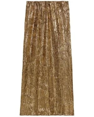 Gucci Gold Froissé Lurex Midi Skirt - Natural