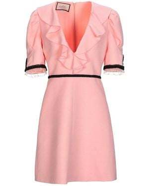 Gucci Archival Pink Silk Wool Ruffle Mini Dress