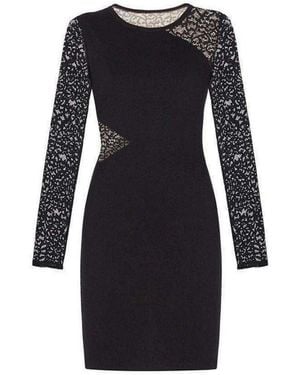 BCBGMAXAZRIA Jorden Lace-contrast Body-con Dress - Black