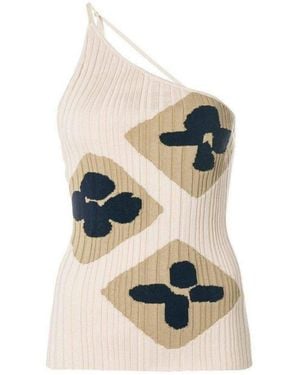 Jacquemus Rib Knit One Shoulder La Maille Caldu Top - Natural